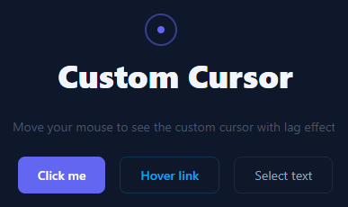 Screenshot of the Custom Cursor snippet rendered live