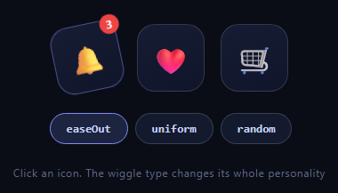 Screenshot of the CustomWiggle Icons snippet rendered live