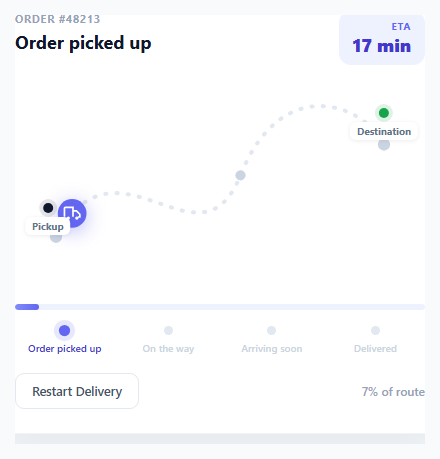 Screenshot of the Live Delivery Route Tracker snippet rendered live