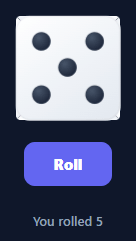 Screenshot of the Dice Roller snippet rendered live
