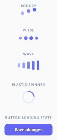 Screenshot of the Dots Loader snippet rendered live