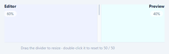 Screenshot of the Drag-to-Resize Split Panels snippet rendered live