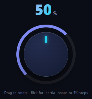 Screenshot of the Draggable Rotation Dial snippet rendered live
