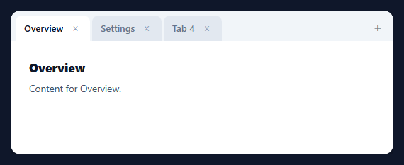 Screenshot of the Dynamic Tabs snippet rendered live