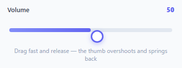 Screenshot of the Elastic Drag Slider snippet rendered live