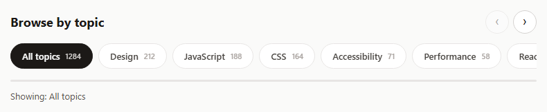 Screenshot of the Embla Carousel Variable-Width Chips with Scroll Progress snippet rendered live