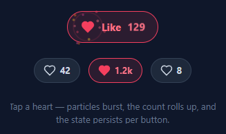 Screenshot of the Like / Favorite Button snippet rendered live