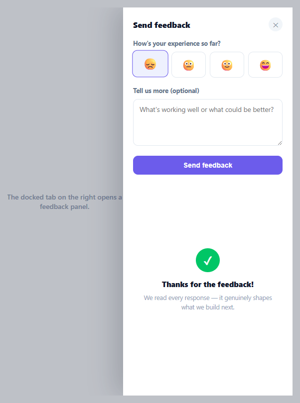 Screenshot of the Feedback Tab Widget snippet rendered live