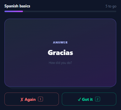Screenshot of the Flashcard Deck snippet rendered live