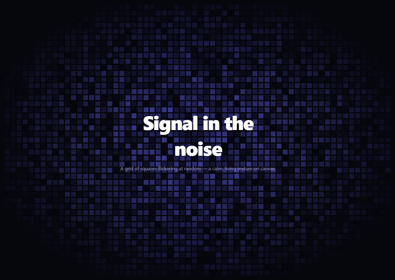 Screenshot of the Flickering Grid snippet rendered live