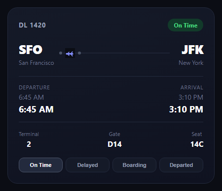 Flight Status Tracker — Free Live Status Card Snippet