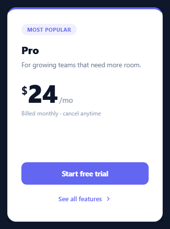 Flip Pricing Card