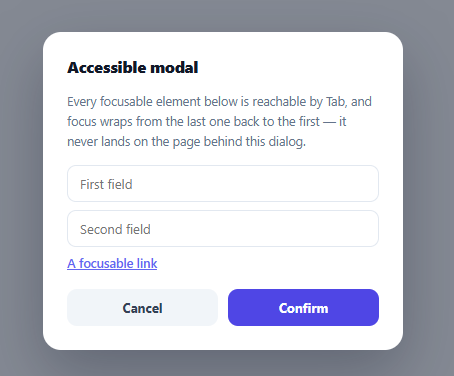 Accessible Modal Primitive with Real Focus Trap