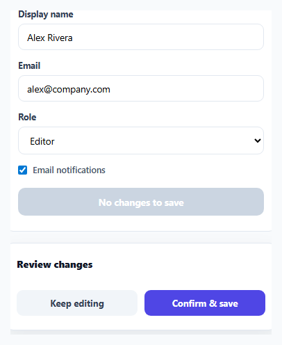 Screenshot of the Form Change Diff Preview — Show Exactly What Will Change Before Saving snippet rendered live