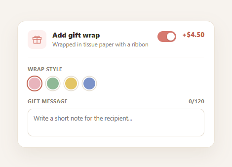 Gift Wrap Option Card