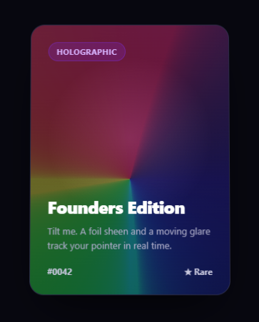 Screenshot of the Glare Card snippet rendered live