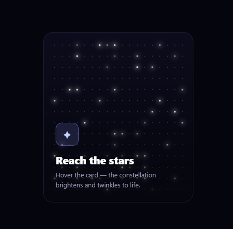 Screenshot of the Glowing Stars Card snippet rendered live