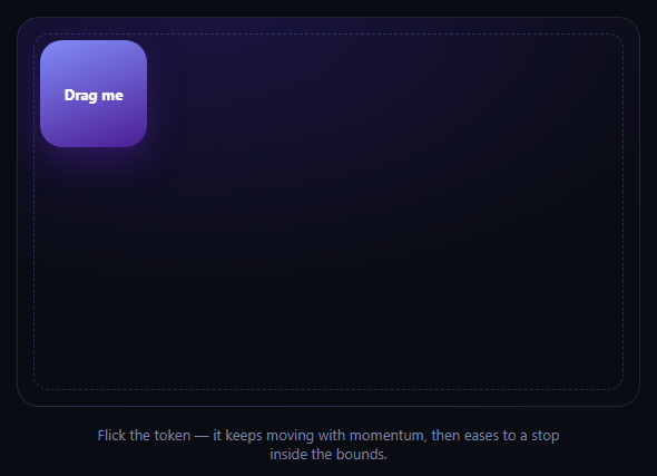 Screenshot of the GSAP Draggable Inertia snippet rendered live