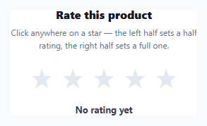 Screenshot of the Half-Star Rating Input snippet rendered live