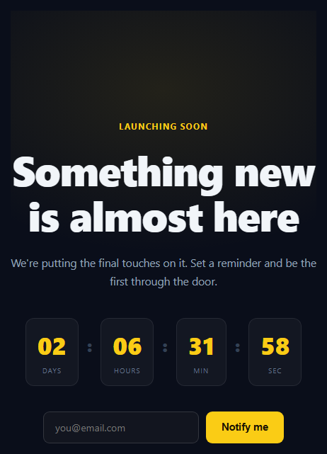 Product Launch Countdown Hero