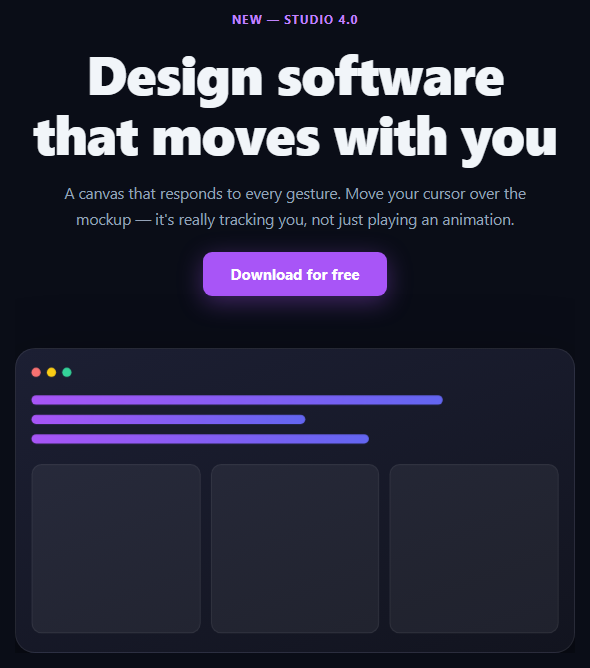 Hero with 3D Tilting Product Mockup
