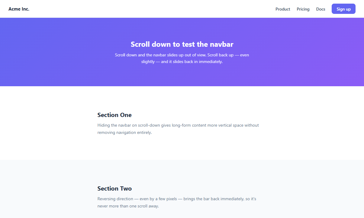 Hide on Scroll Navbar