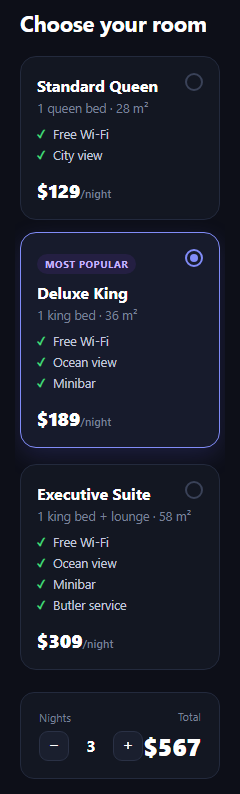 Hotel Room Type Picker