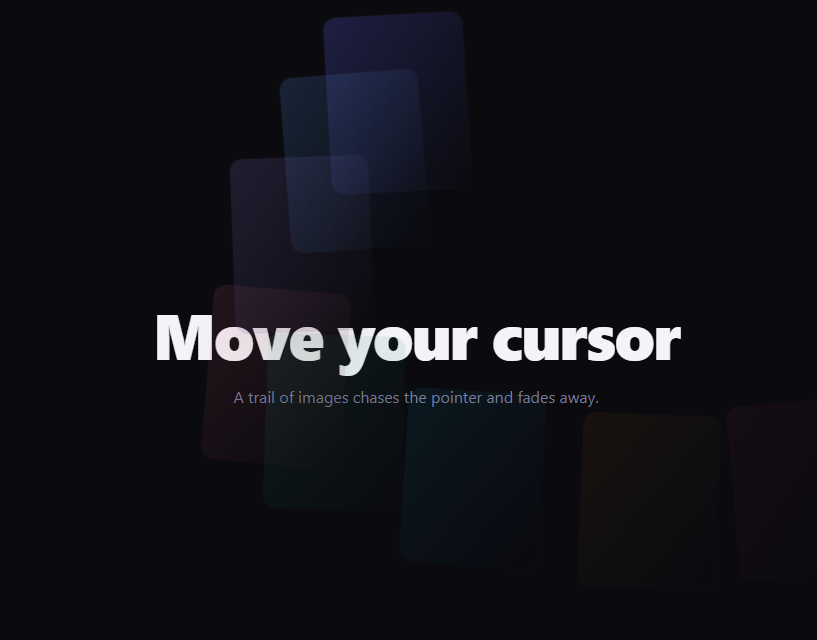 Screenshot of the Hover Image Trail snippet rendered live