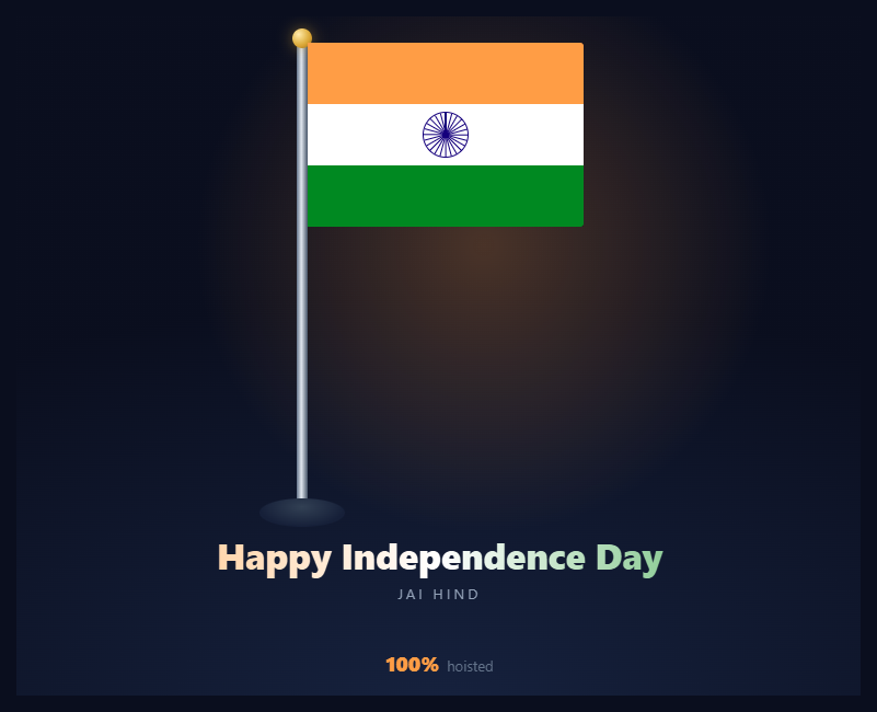Screenshot of the Independence Day Flag Hoist snippet rendered live