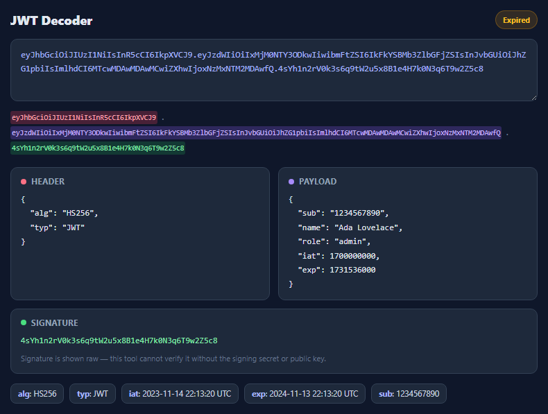 JWT Decoder & Inspector