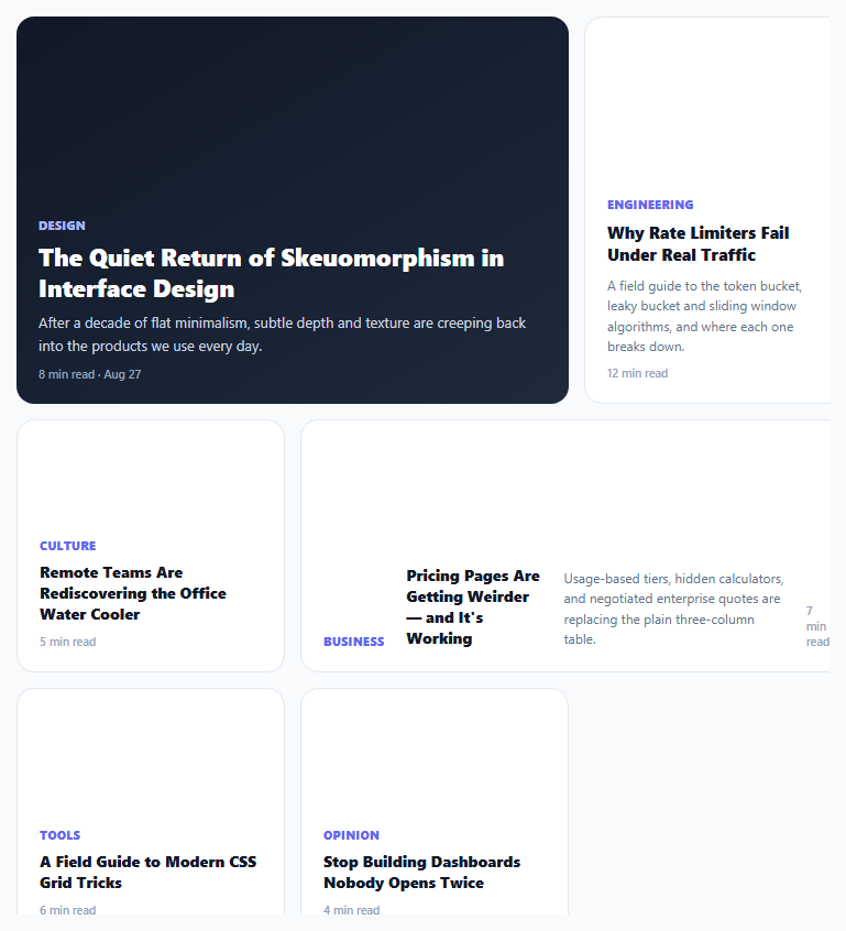 Magazine Asymmetric Grid Layout