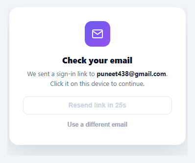 Screenshot of the Magic Link Login snippet rendered live