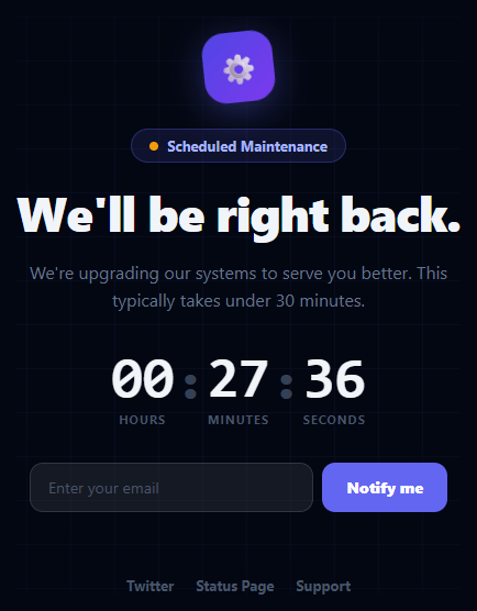 Screenshot of the Maintenance Page snippet rendered live