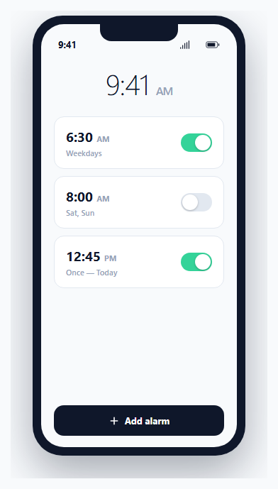 Mobile Alarm Clock Screen