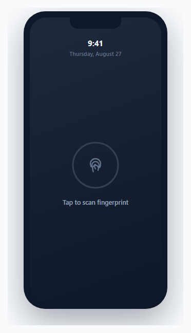 Mobile Biometric Unlock Screen