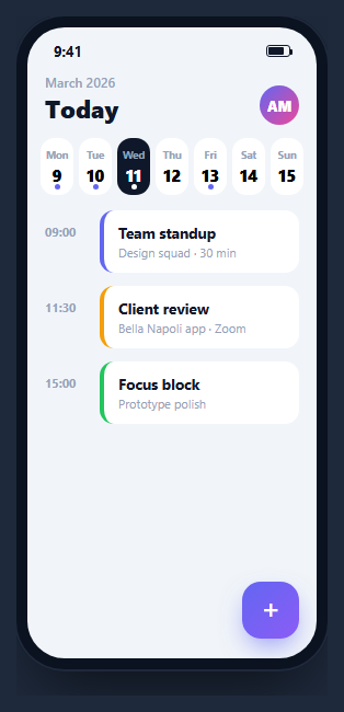 Mobile Calendar Screen