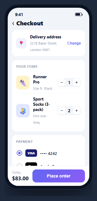 Mobile Checkout Screen
