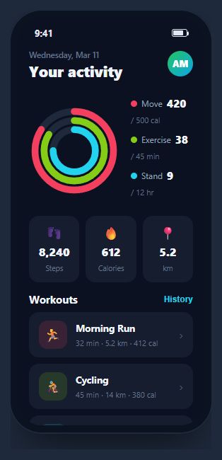 Mobile Fitness Screen