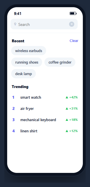 Mobile Search Screen