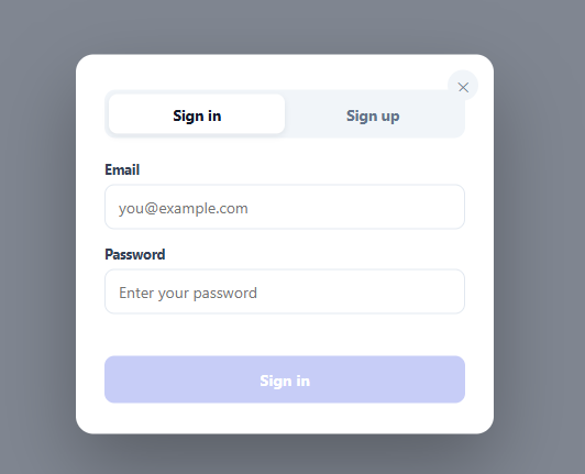 Sign In / Sign Up Modal with Tabs