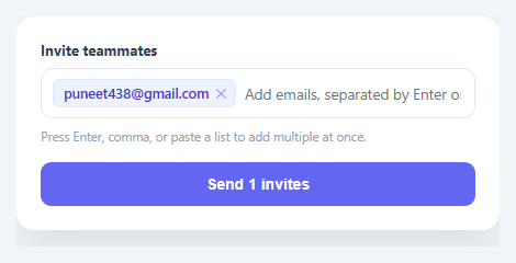 Screenshot of the Multi Email Input snippet rendered live