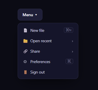 Screenshot of the Nested Dropdown Menu snippet rendered live