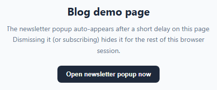 Newsletter Signup Popup Modal