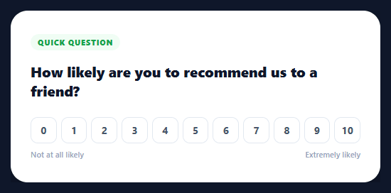 Screenshot of the NPS Survey Widget snippet rendered live