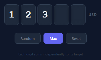 Screenshot of the Number Slot Machine snippet rendered live