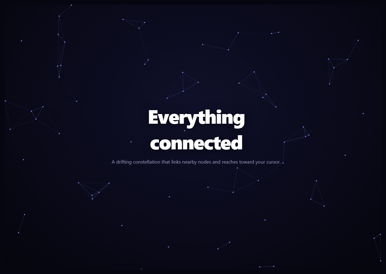 Screenshot of the Particle Network snippet rendered live