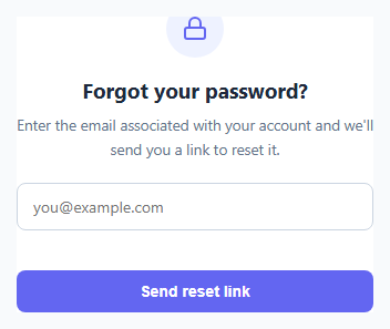 Screenshot of the Password Reset Form snippet rendered live