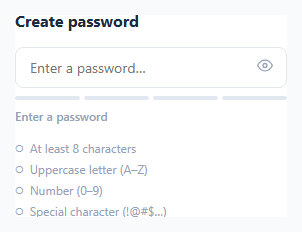 Screenshot of the Password Strength Meter snippet rendered live
