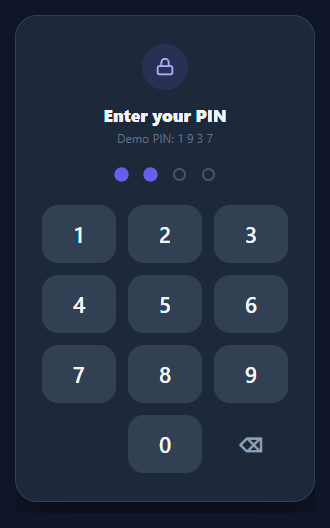 Screenshot of the PIN Pad snippet rendered live