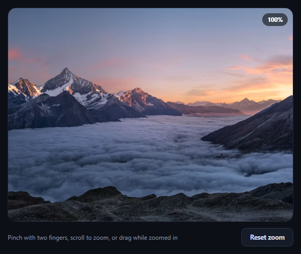 Screenshot of the Pinch & Scroll Zoom Image Viewer snippet rendered live